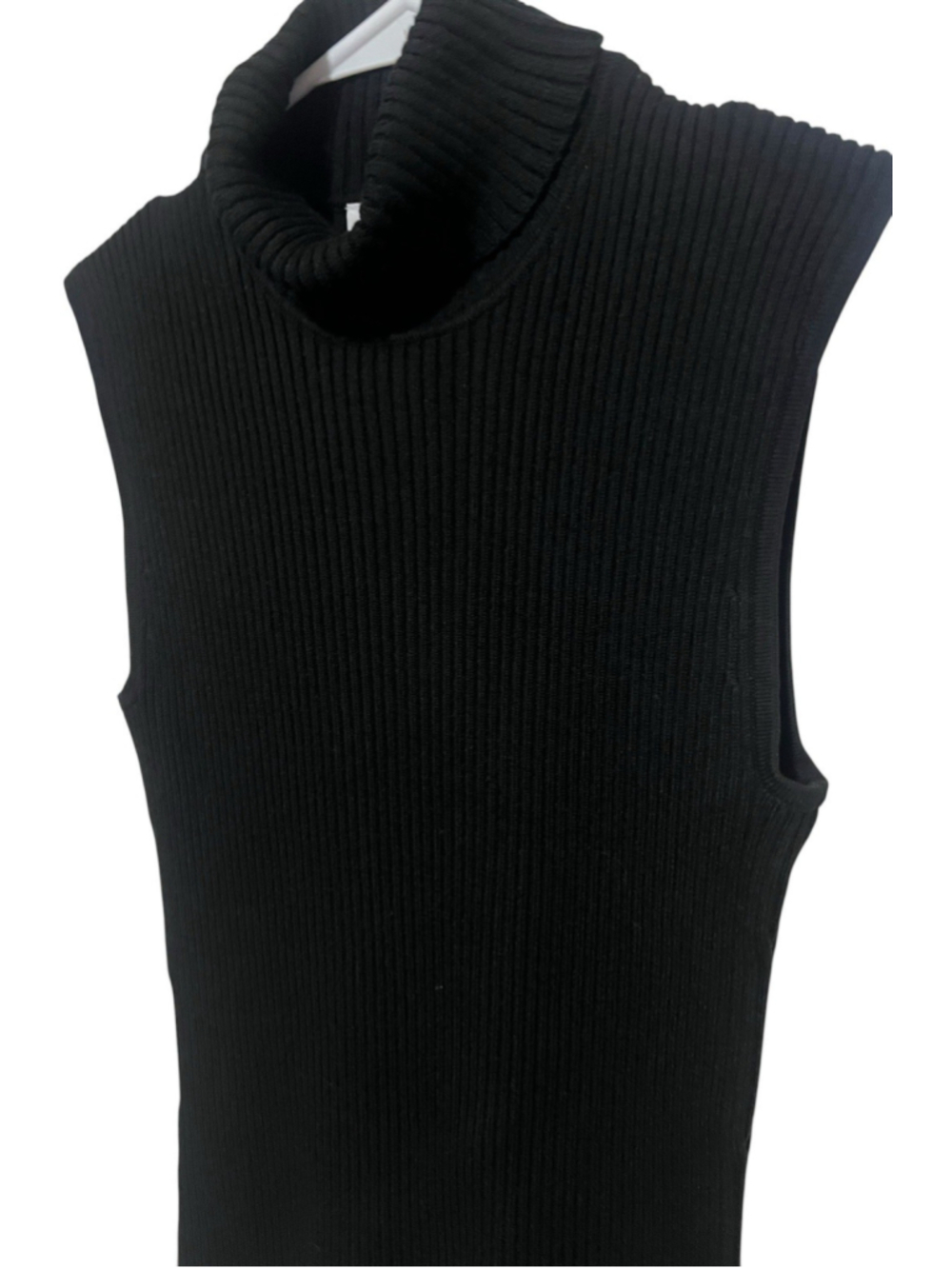 Chicos Design Ribbed Sleeveless Silk Blend Sweater Small 0 Black Turtleneck Top - Picture 2 of 5